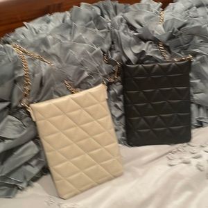 Beige and Black crossbodies each with gold chain (2 bags)